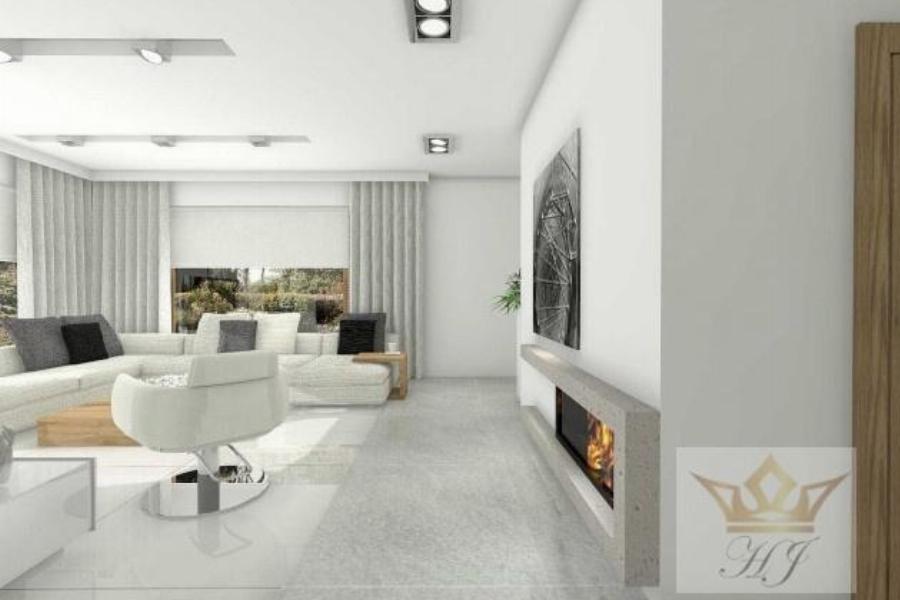 Haus Bern - Blick von der Diele und Essbereich in das sehr geräumige Wohnzimmer_Visualisierung