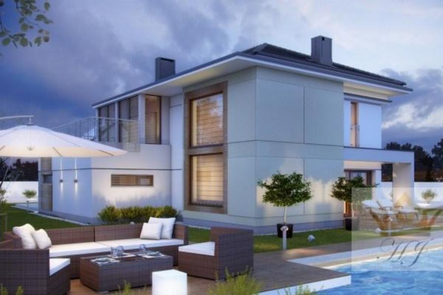Haus Orlando - Rückwärtige Hausansicht mit Swimmingpool_Visualisierung