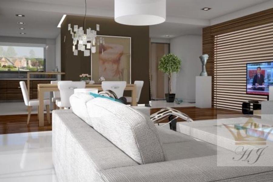 Haus Miami - Wohnbereich und Essbereich mit offener Küche_Visualisierung