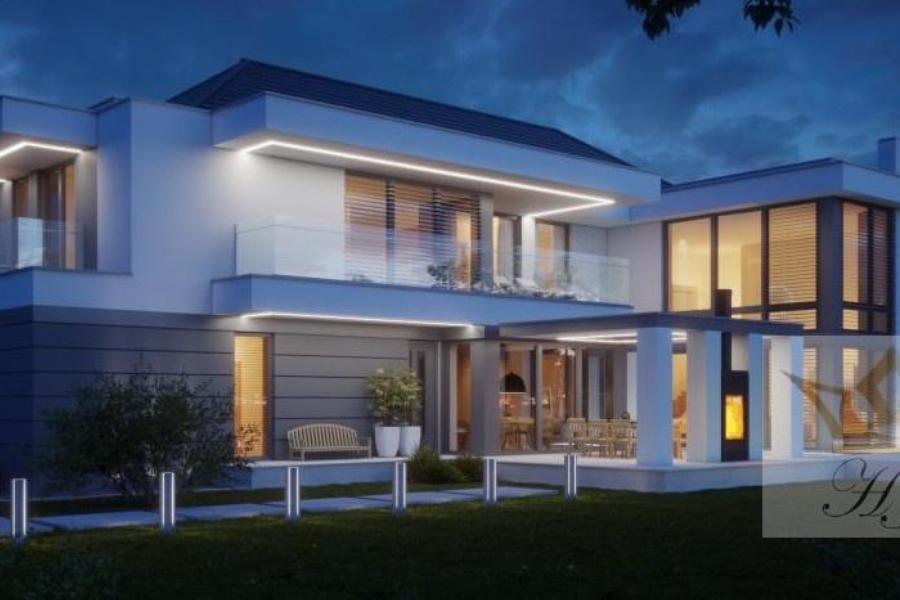 Haus Monaco - Rückwärtige Hausansicht von links am Abend _Visualisierung