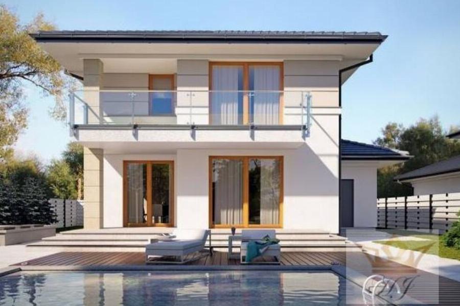 Haus Nizza - Seitenansicht mit Swimmginpool und Terrasse_Visualisierung