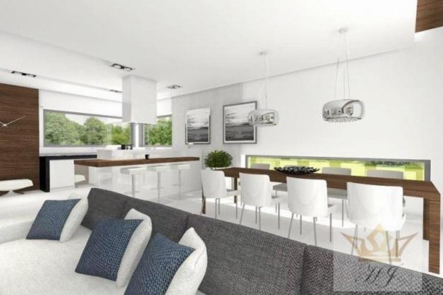 Haus Davos - Wohnbereich mit Ess- und offenem Küchenbereich_Visalisierung