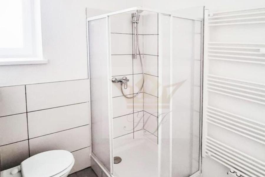 Modernes Tageslicht Duschbad in einer Etagenwohnung