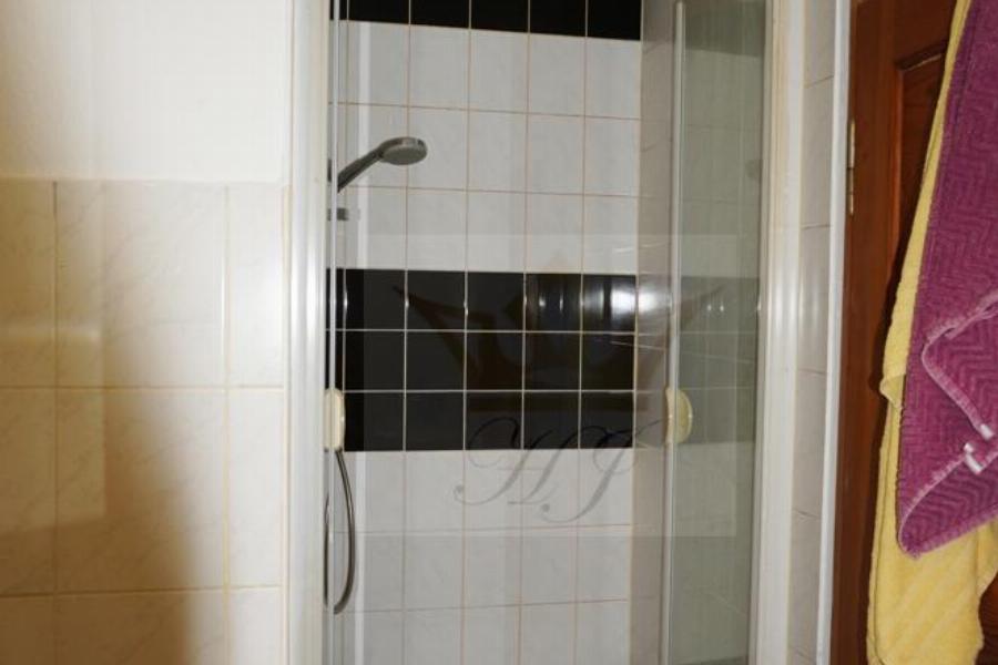 Blick auf die Dusche im Tageslicht Vollbad im 1.OG