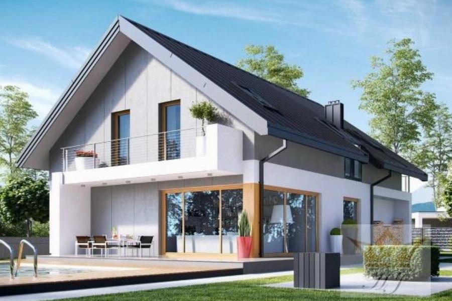 Haus Bern - Rückwärtige Hausseite mit Garten und Swimmingpool